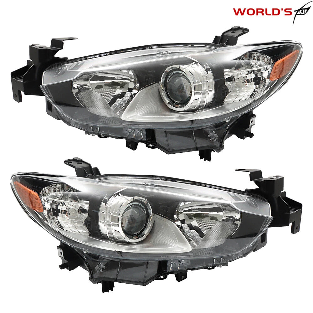 Set of 2 Projector Headlights for Mazda 6 (2014–2017) Black Housing