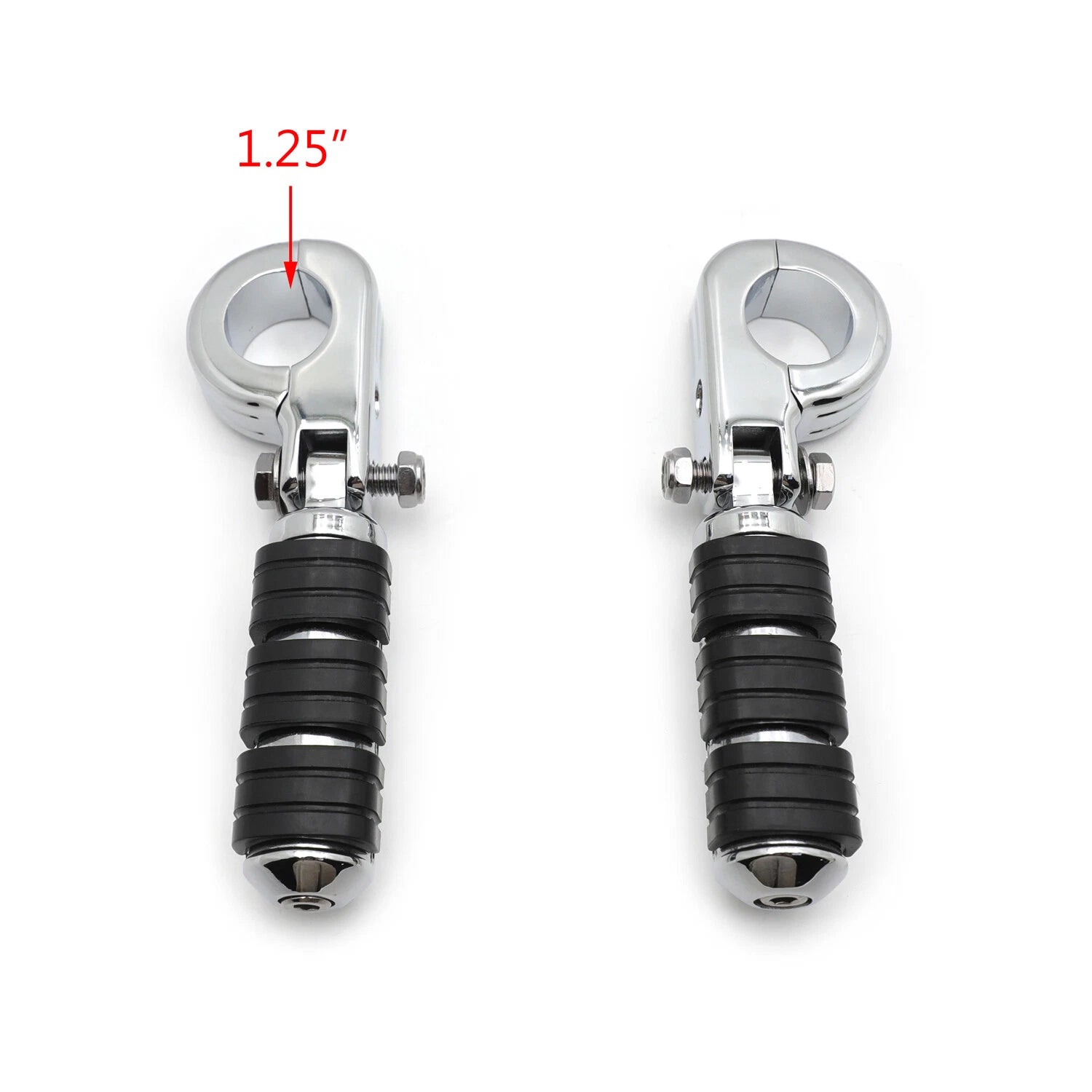 Chrome Highway Cuboid Footpeg Rest w/ P-Clamp 1 1/4" for Harley Dyna