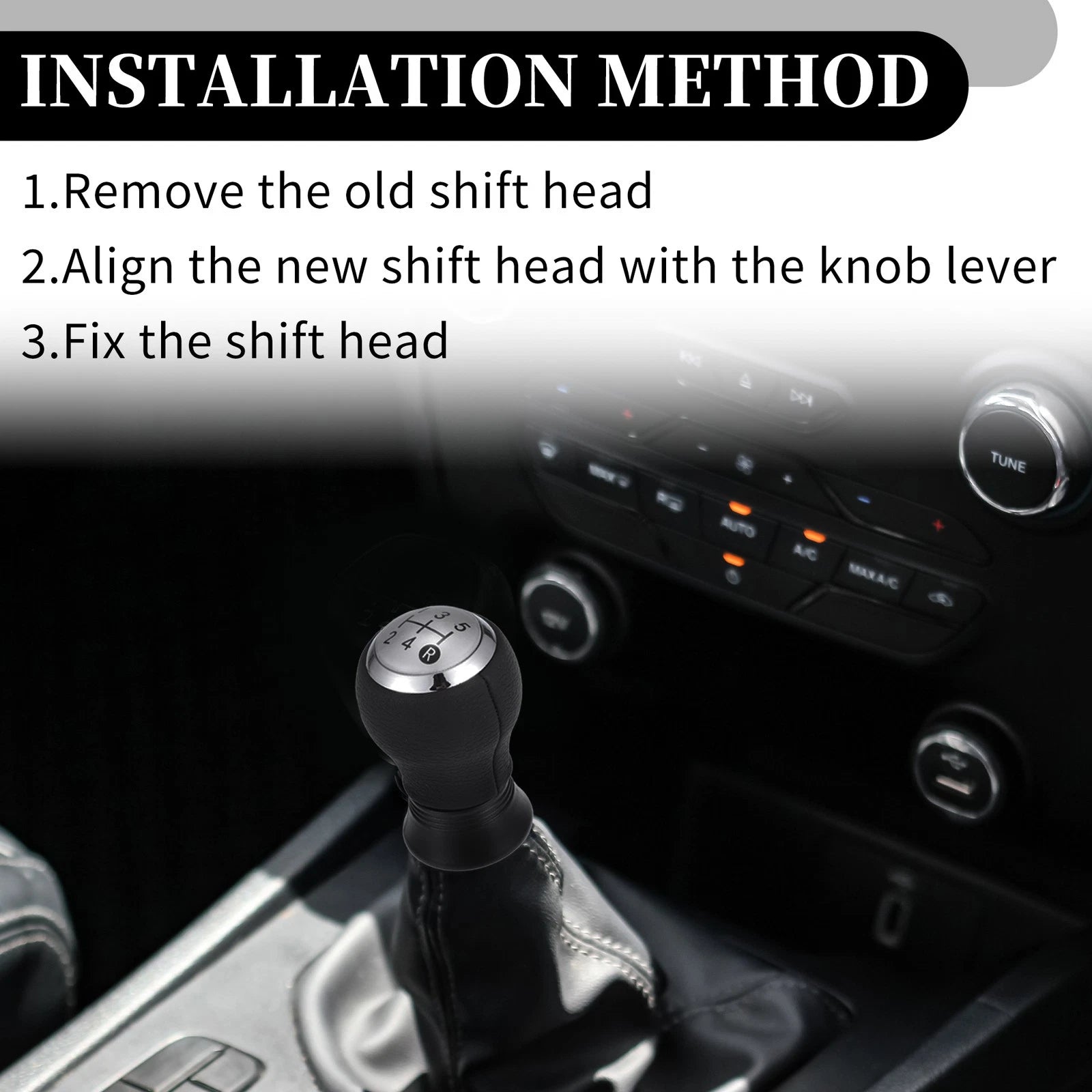 5 Speed Manual Gear Shift Knob for Toyota Yaris (2005–2010) Plastic Silver Tone