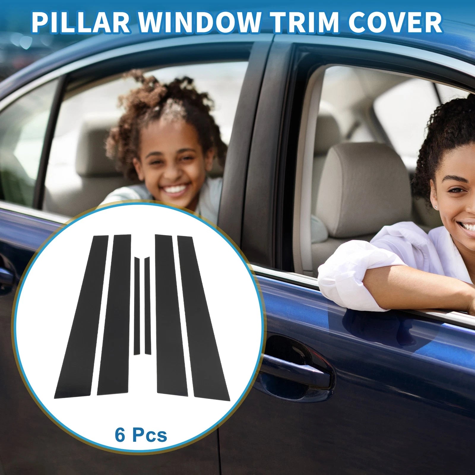 6 Pcs Door Pillar Window Trim for Lexus ES (2002–2006) Black
