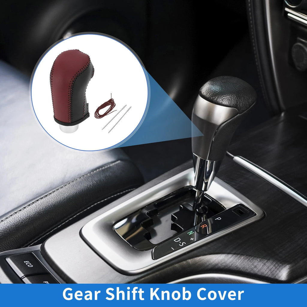 1 Pc Gear Shift Knob Cover for Hyundai Tucson (2015–2018) Wine Red Black