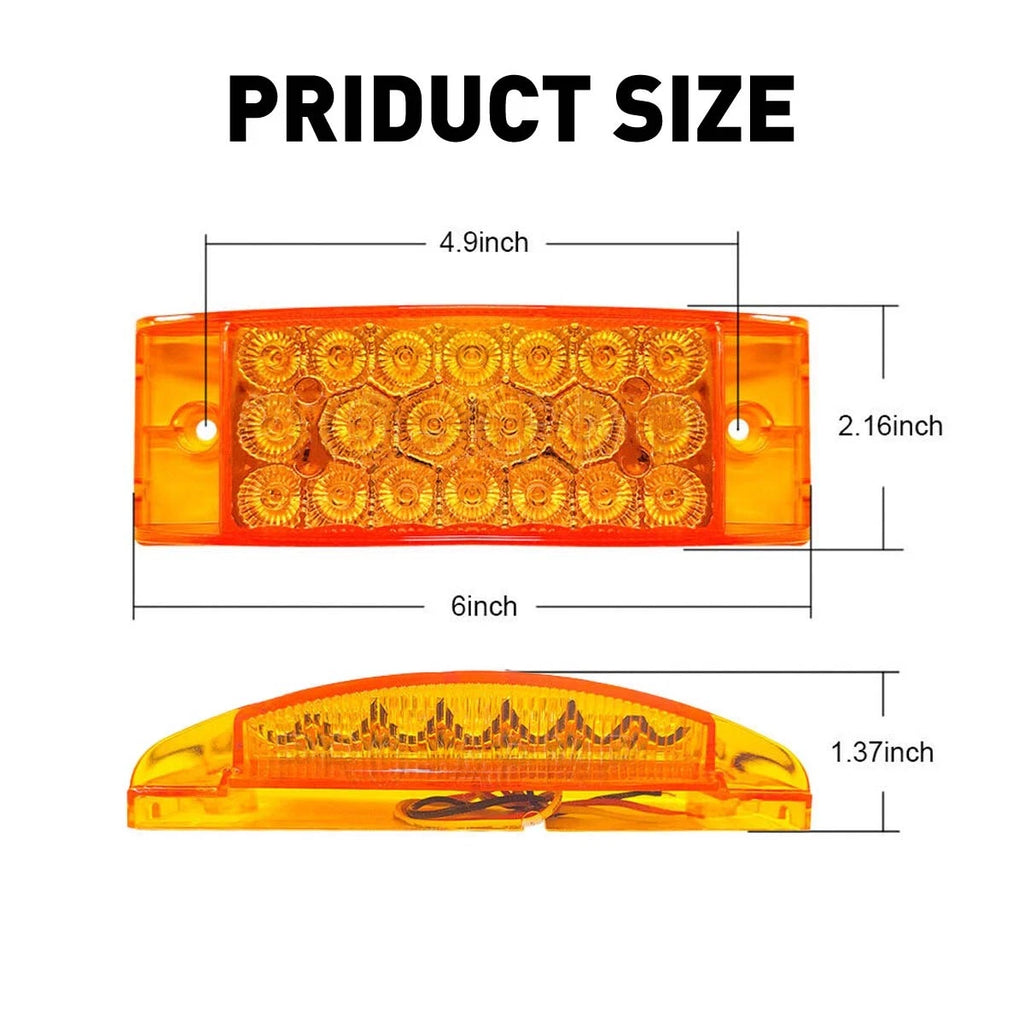 2X 6" Amber 21-LED Clearance Marker Lights for Truck