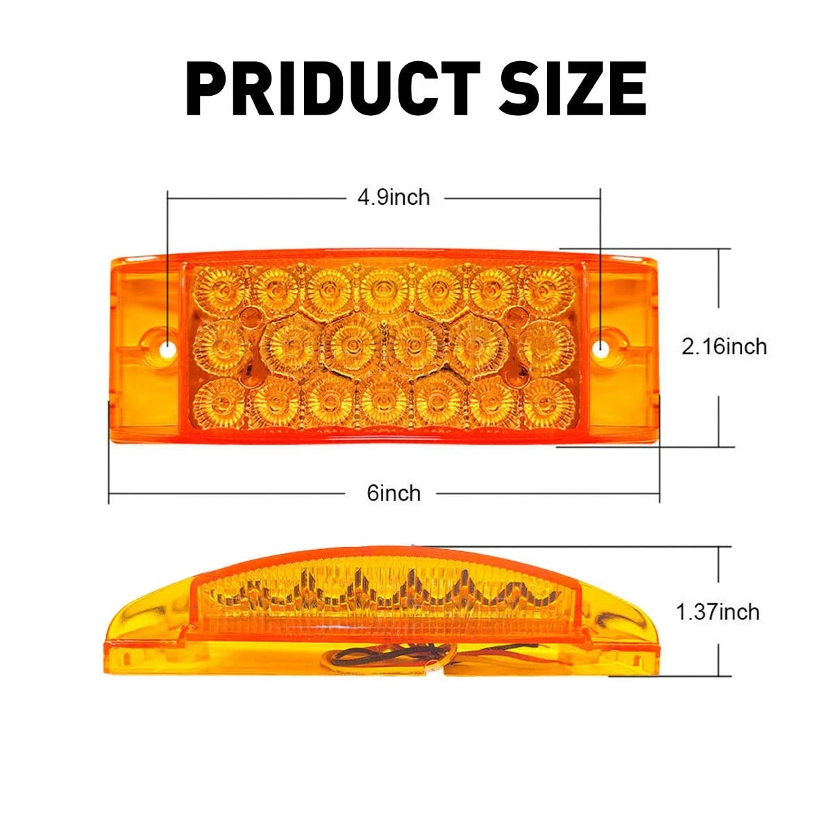 2X 6" Amber 21-LED Clearance Marker Lights for Truck
