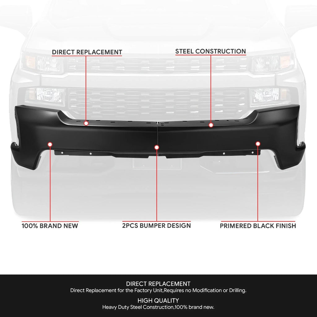 Front Bumper Face Bar for Chevy Silverado 1500 LTD (2019–2022) Black