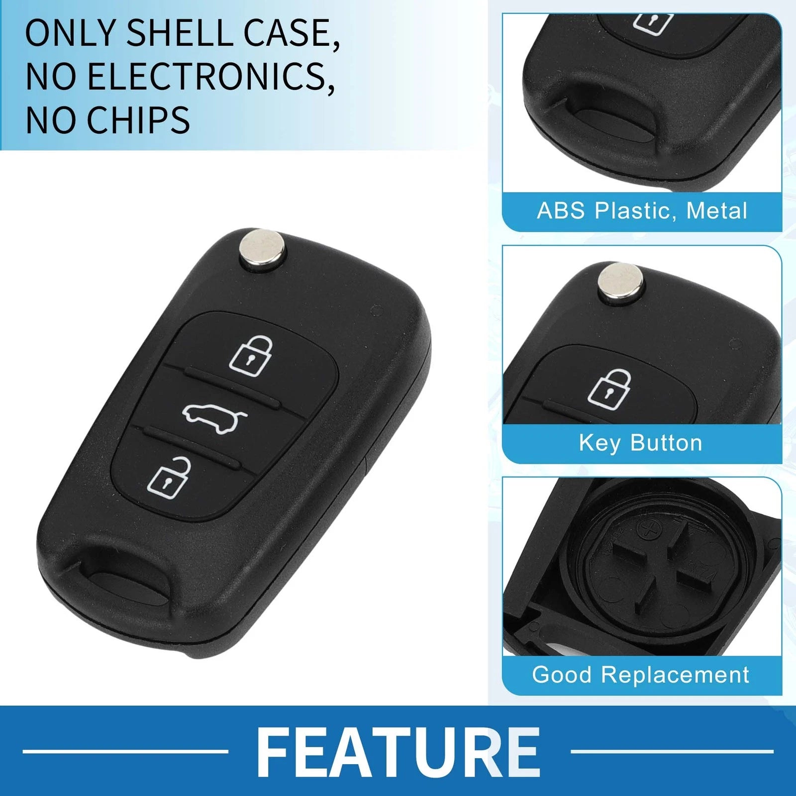 3 Buttons Keyless Entry Remote Key Shell Case for Hyundai i20 i30 i35 iX20 iX35 (2010–2020)