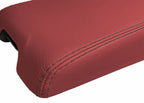 Leather Console Lid Armrest Cover for Infiniti G35 Coupe (2002–2007) Red Black Stitch