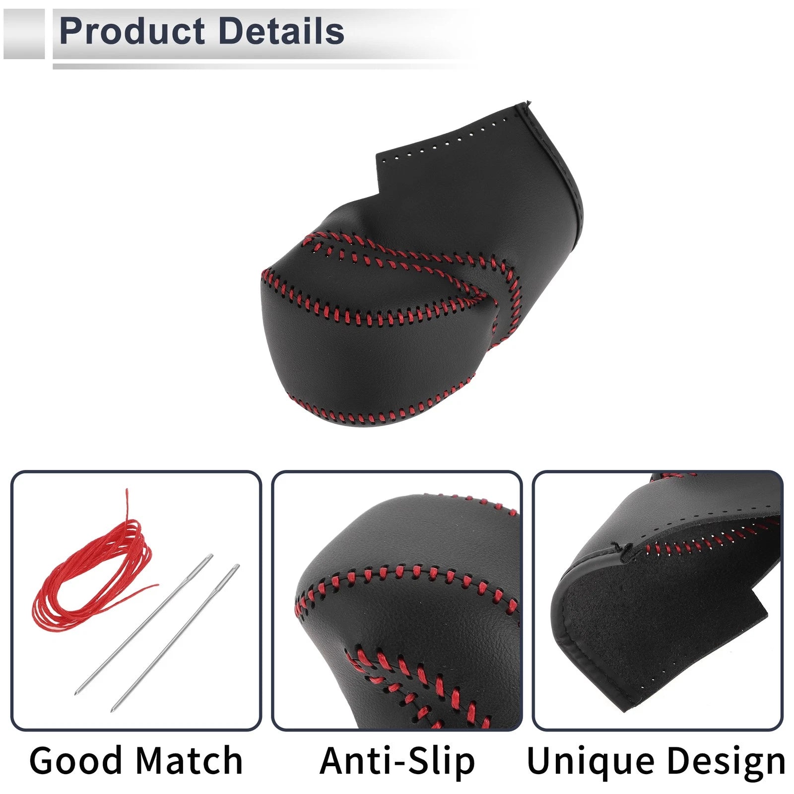 Gear Shift Knob Cover for Honda Accord (2013–2017) Black Red Faux Leather