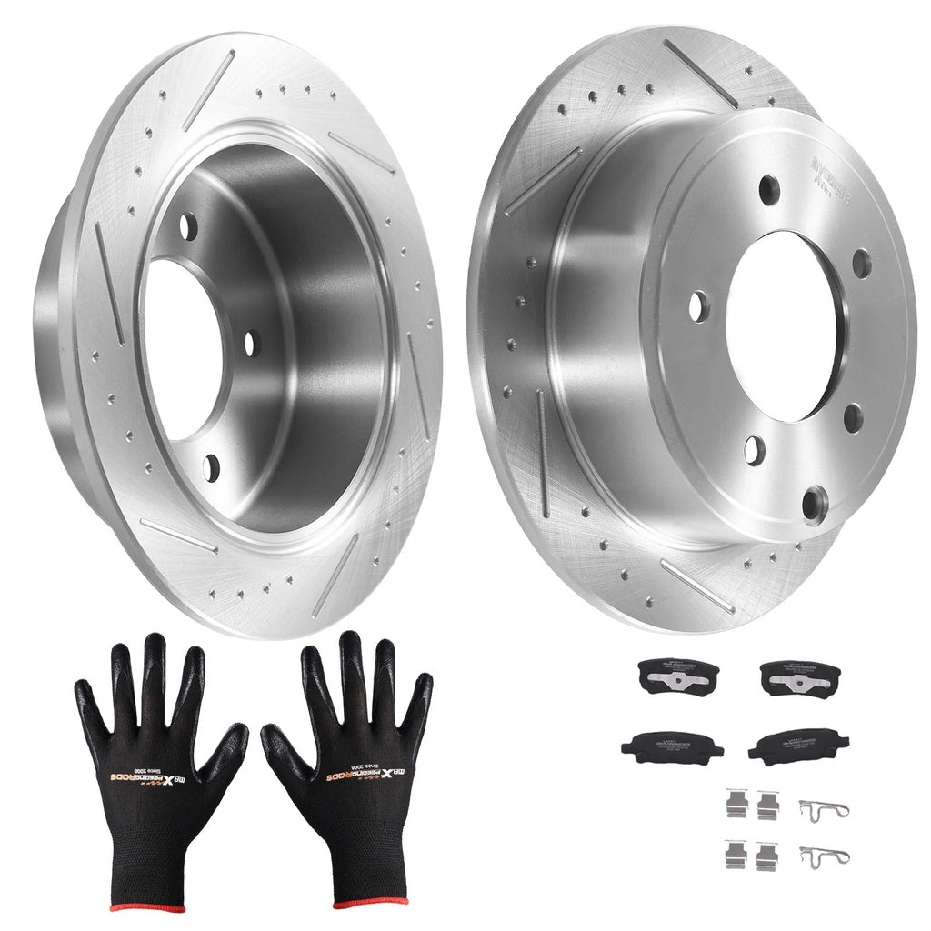 Set of 2 Rear Brake Rotors & Ceramic Pads for Chrysler Sebring (2007–2010) S53036 D1037