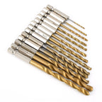 13 PCS Drill Bit Set Coated HSS Steel Hex Shank 1.5-6.5 mm