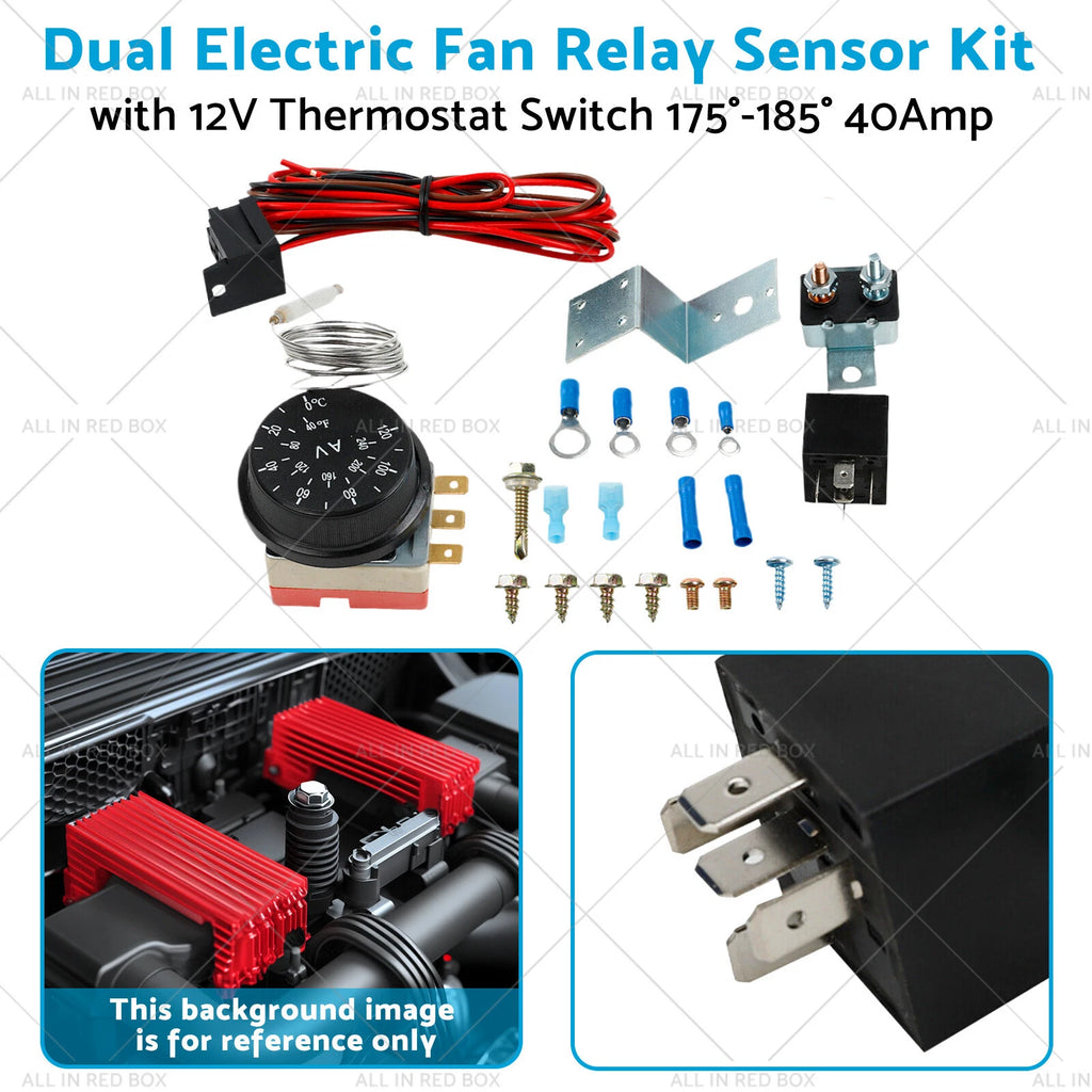 Adjustable 12V Electric Radiator Fan Thermostat Relay Wire Kit for