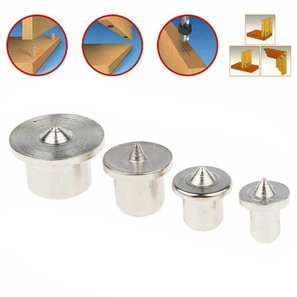 Set of 4 Dowel Drill Center Pins for Woodworking (6mm, 8mm, 10mm, 12mm)