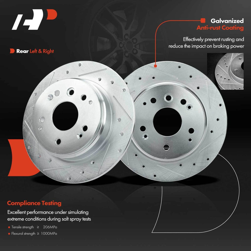 Rear Side Drilled Rotor & Brake Pads for Honda Element (2003-2011)