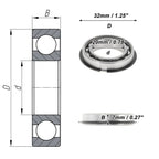 Deep Groove Ball Bearing 20x32x7mm for Scooter Skateboard (P0)