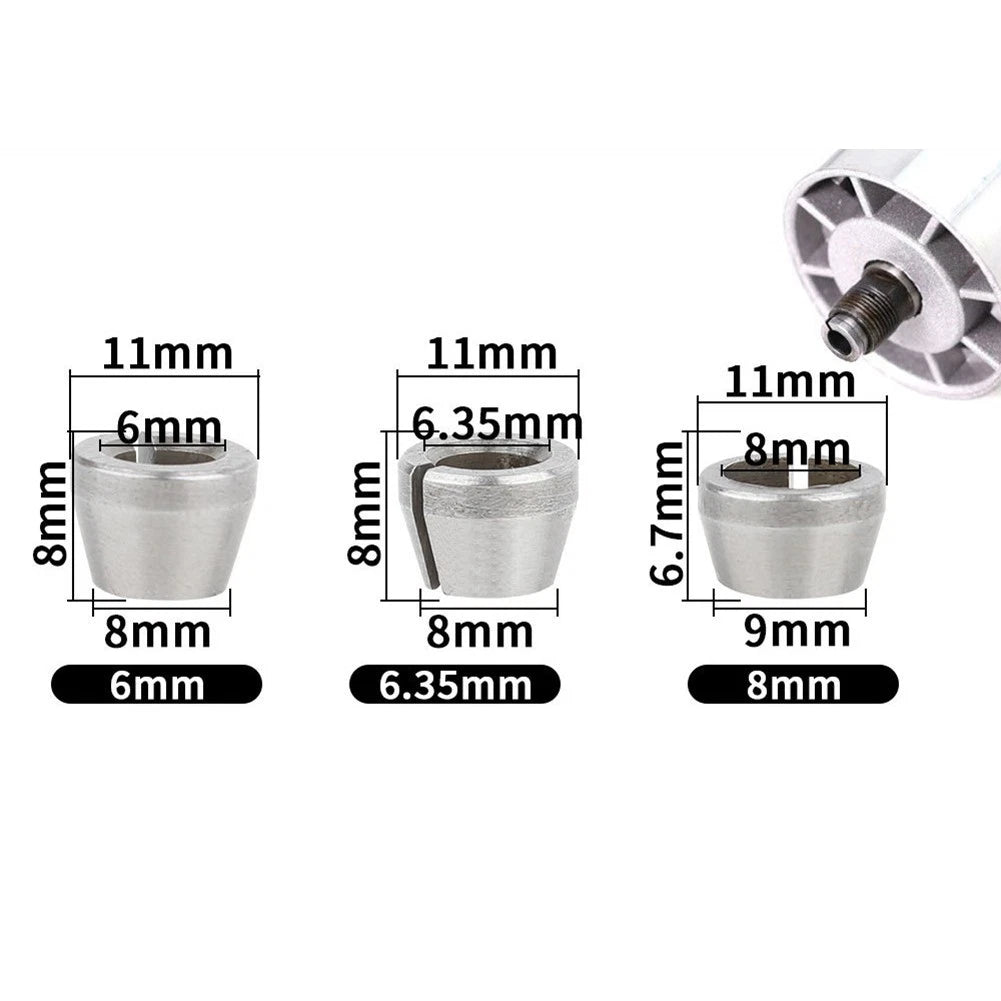 Set of 3 Collet Chuck Adapters 6mm 8mm for Engraving Router Machine