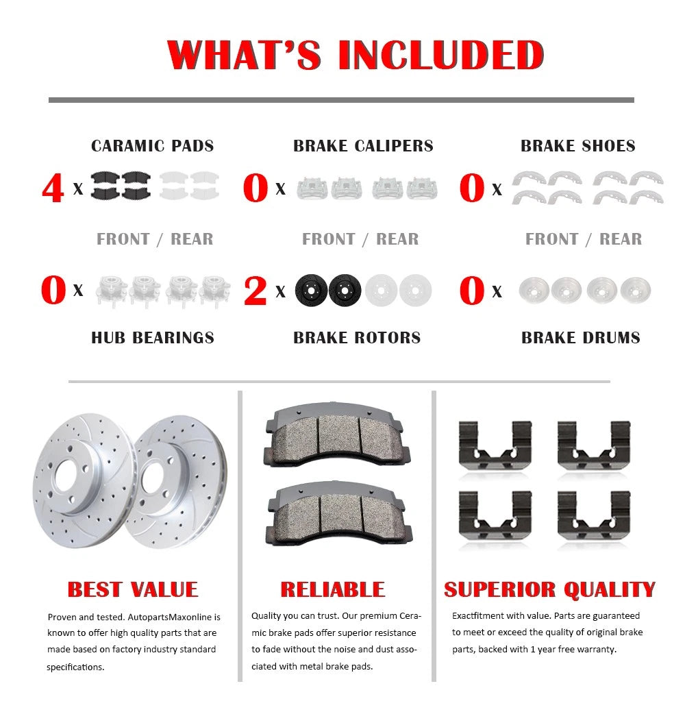 Front Drilled Rotors & Brake Pads for Chevy Silverado 1500 (2007-2018)