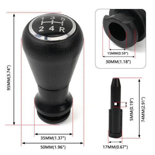 5-Speed Gear Shift Knob for Peugeot 106 206 306 406 107 207 307 308, Citroen C2 C4