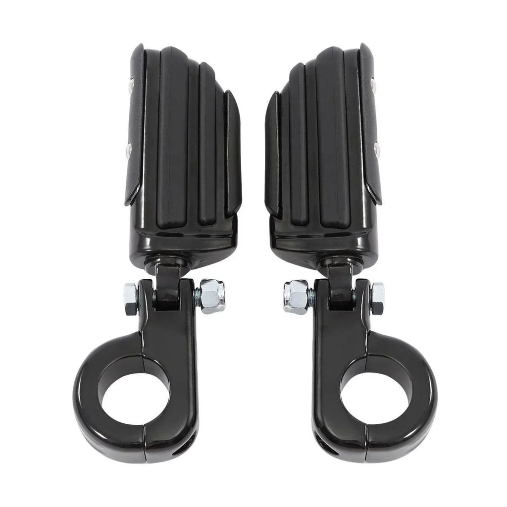 1 1/4" Black Highway Engine Guard Footpeg Mount Clamps for Harley