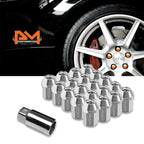 20Pc M12X1.25 Silver JDM Closed End Acorn Hex Wheel Lug Nuts + Extension 25mmx35mm