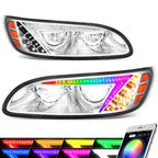 Chrome Amber LED Reflector Headlights for Peterbilt 325/330/335/337/340 (1999–2020)