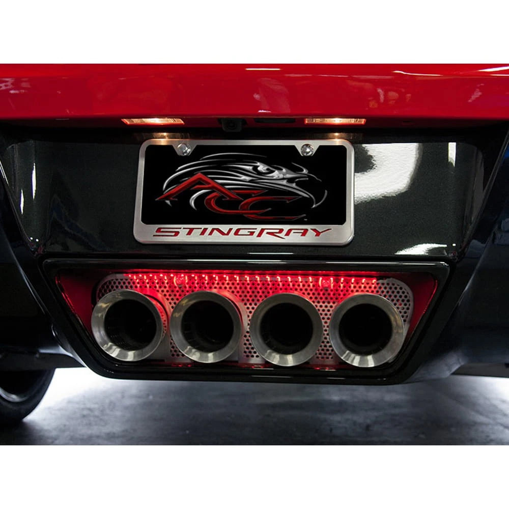 Perforated Exhaust Filler Plate w/Red LED for 14-19 Chevy Corvette w/NPP Exhaust