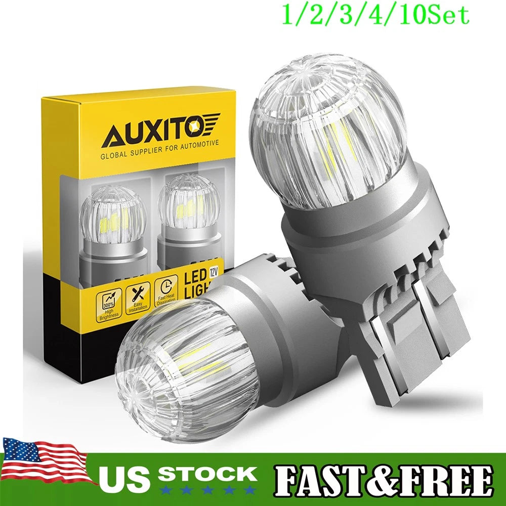 Set of 4 LED White Reverse Stop Turn Signal Bulbs for Various Vehicles