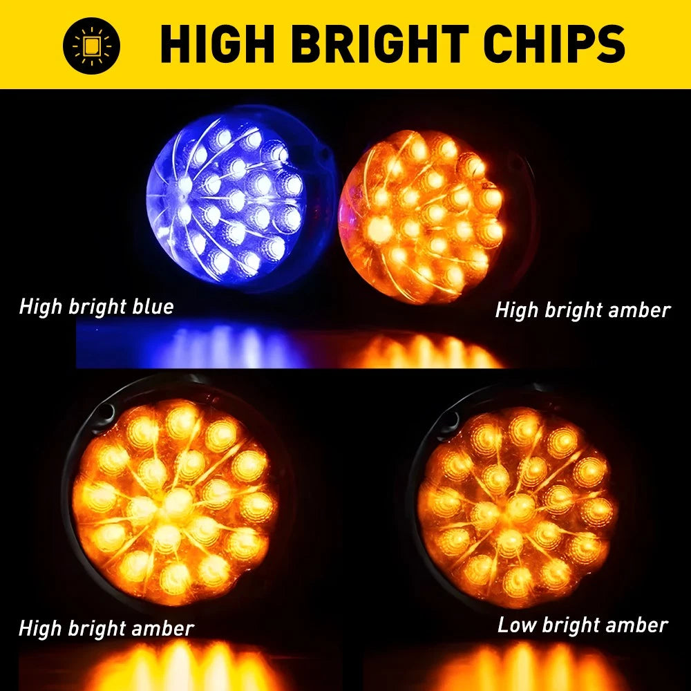 Watermelon LED Bulb Light for Clear Glass Lens (Amber Blue) with Chrome Ring