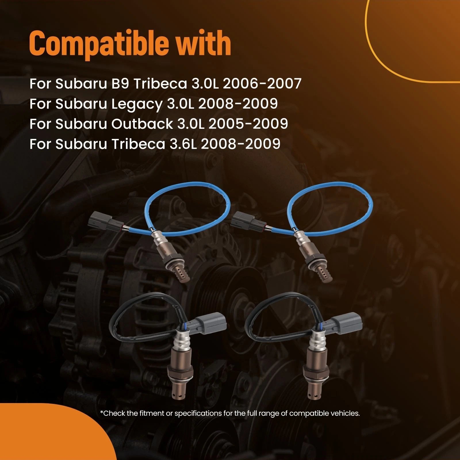 Set of 4 Oxygen O2 Sensors for Subaru Outback 3.0L (2005–2009)
