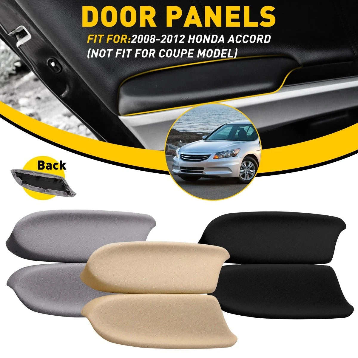 Beige Front Door Panel Armrest & Base Plate for Honda Accord Crosstour (2008–2012)