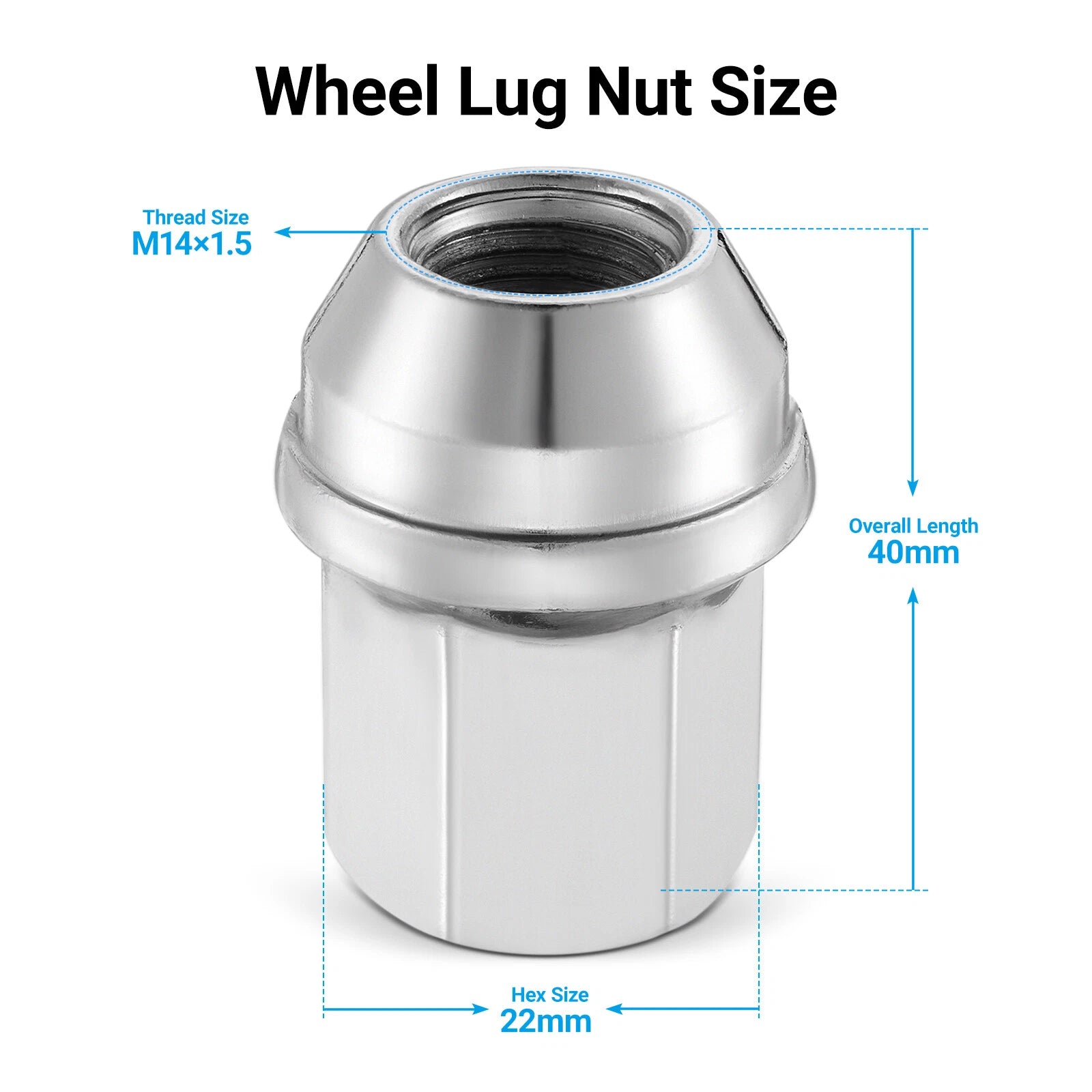 Acorn Seat Lug Nuts for Chrysler Dodge Jeep Ram 1500 (M14x1.5) (2015–2020)