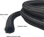 6pcs AN-10 Stainless Steel Nylon Braided Fuel Hose Line Kit for