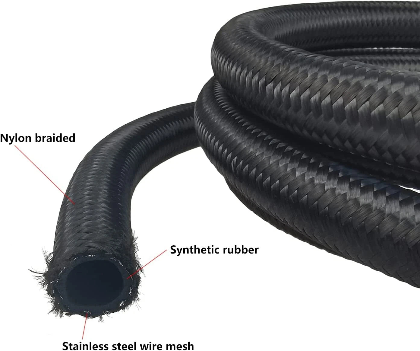 6pcs AN-10 Stainless Steel Nylon Braided Fuel Hose Line Kit for