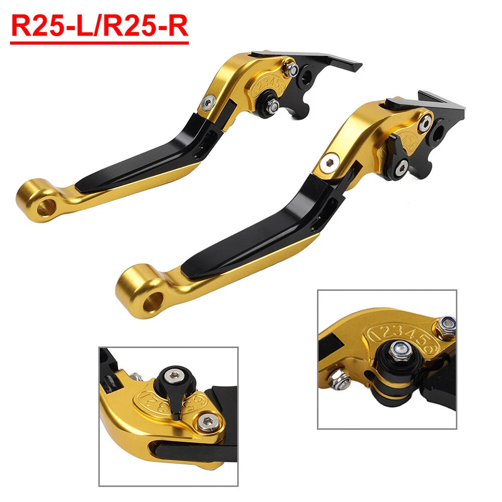 CNC Extendable Brake Clutch Levers for Yamaha YZF R3 R25 MT-03 (2015–2023) Gold