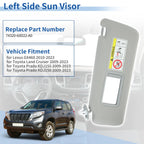 Left Side Sun Visor for Lexus GX460 (2010–2023) No. 74320-60D22-A0 Gray