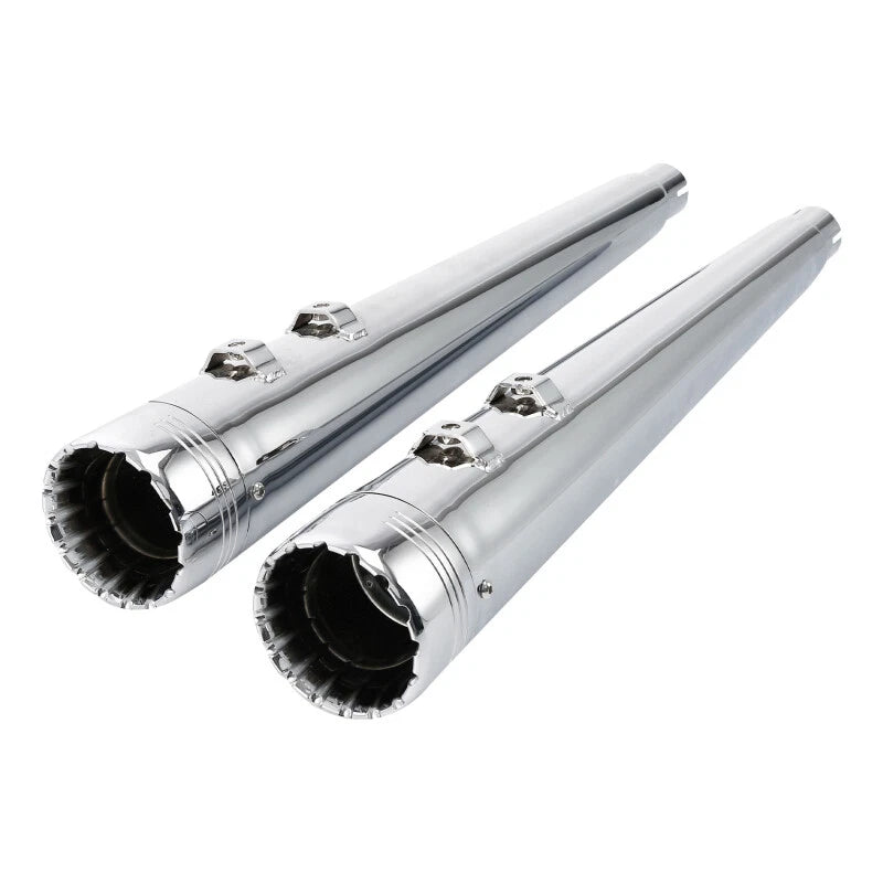 Chrome 4" Slip-On Megaphone Mufflers Exhaust Pipes for Harley Touring (1995–2016)