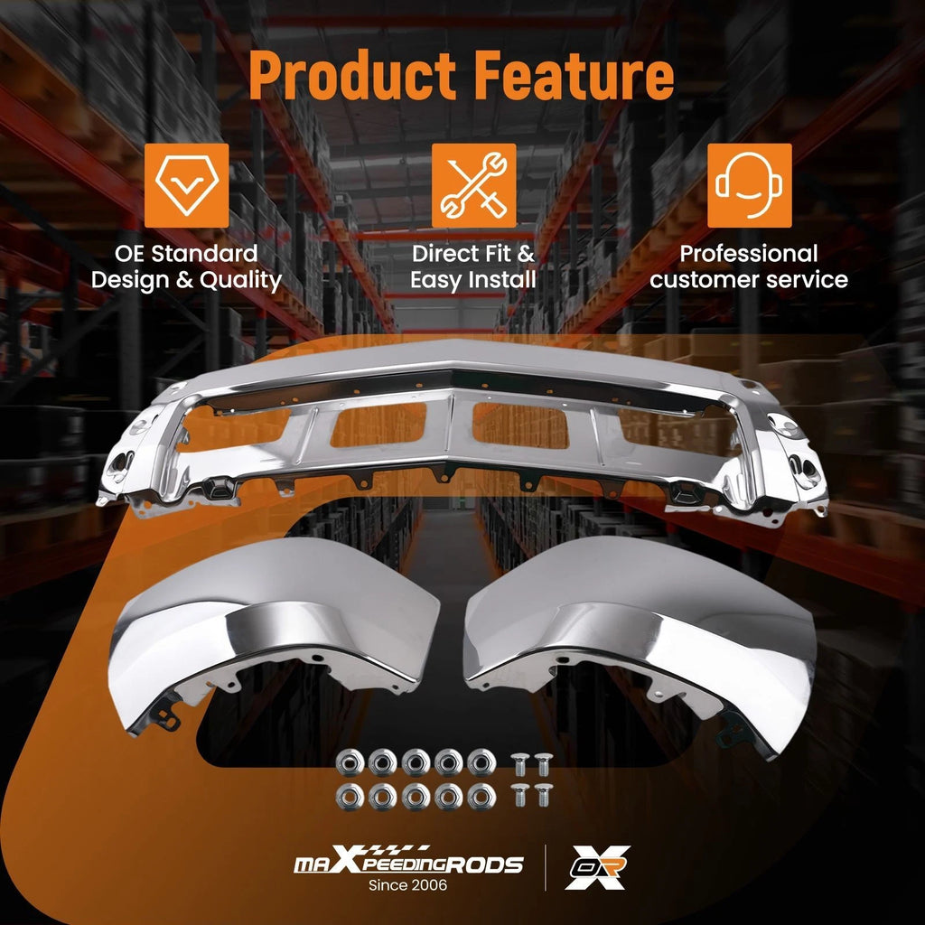 Chrome Split Steel Bumper for Chevrolet Silverado 1500 (2014–2015) GM1002844