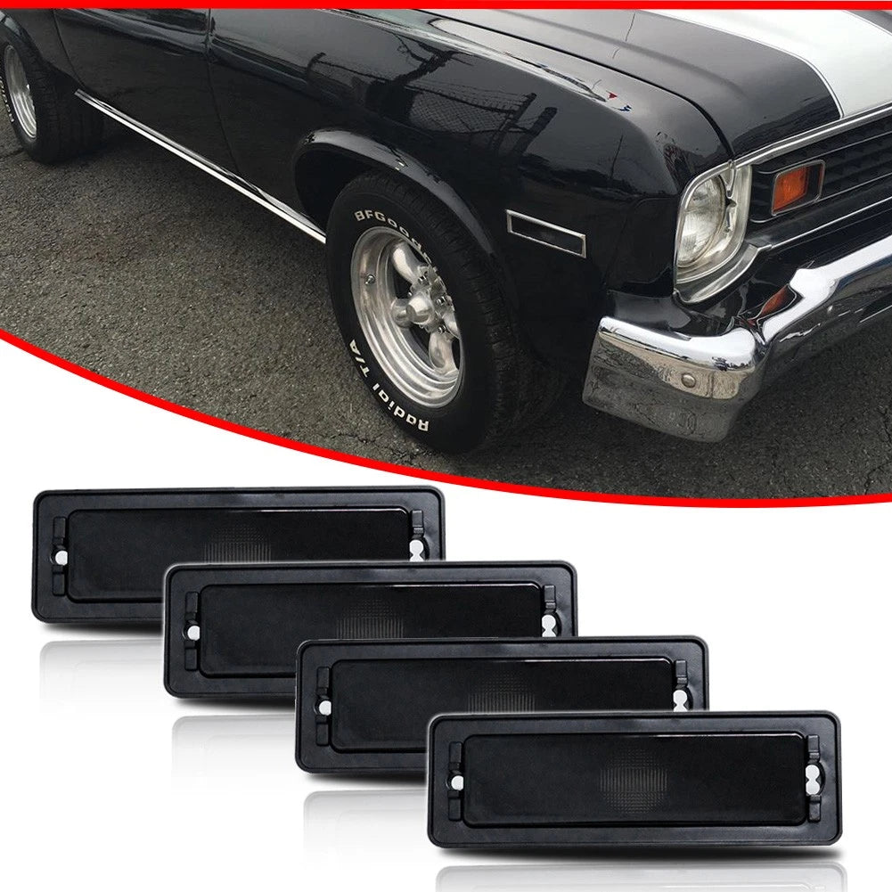 Set of 4 Smoked Lens Side Marker Lights for Chevy Nova (1970–1974)