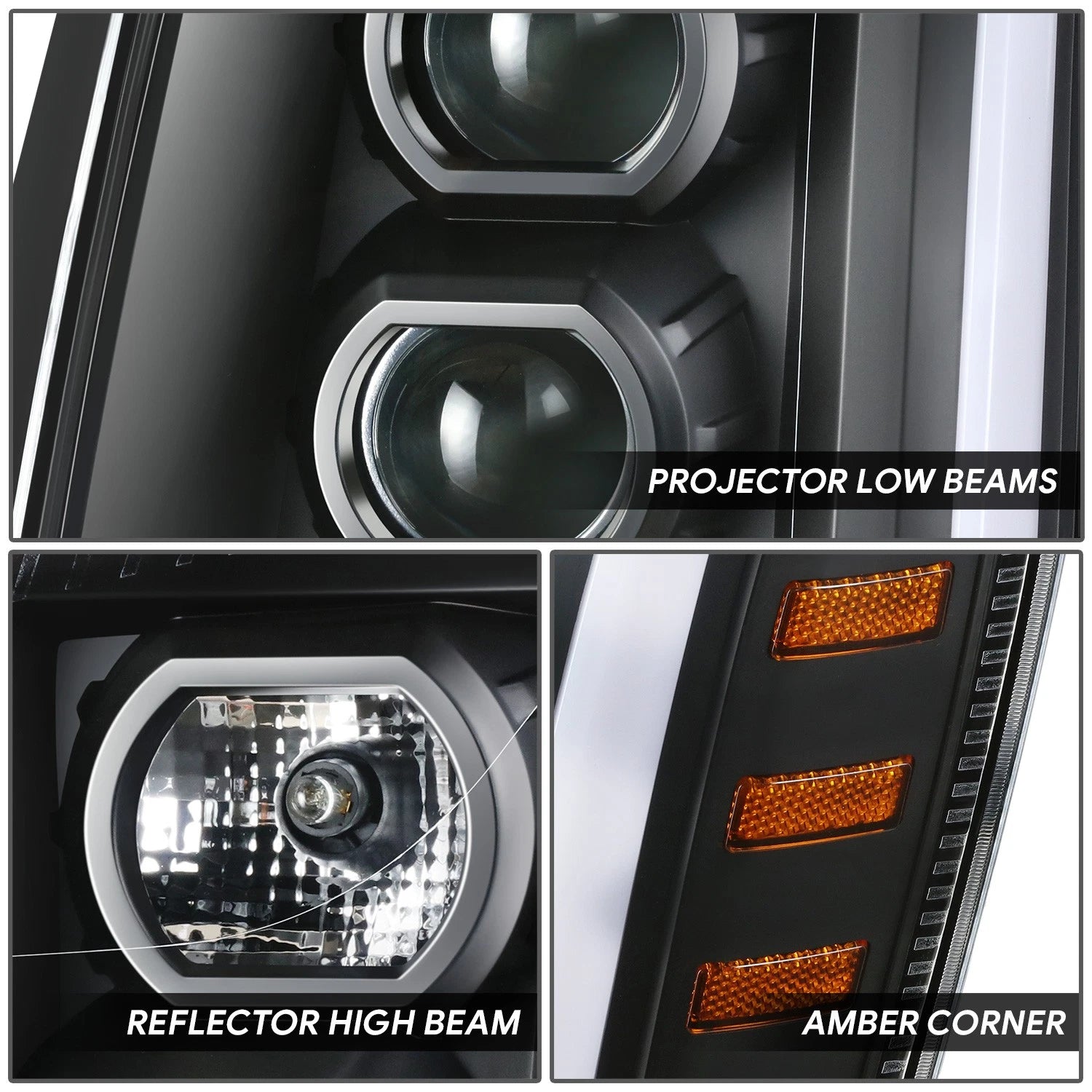 Projector Switchback Headlights for Cadillac Escalade ESV EXT (2007–2014)