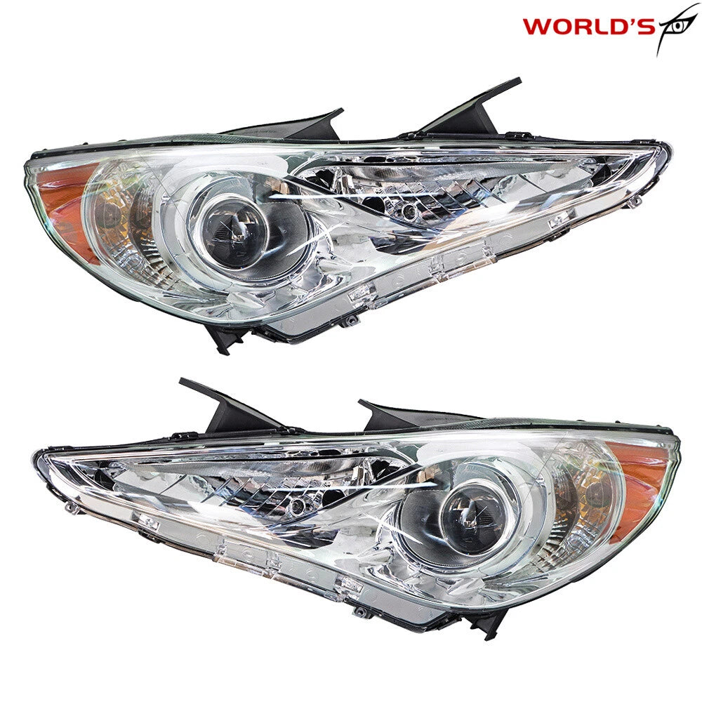 Chrome Housing Amber Corner Halogen Headlights for Hyundai Sonata (2011–2014)