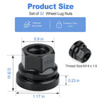 Set of 32 Replacement Lug Nuts for Ford F250 F350 (2003–2023) 14x1.5