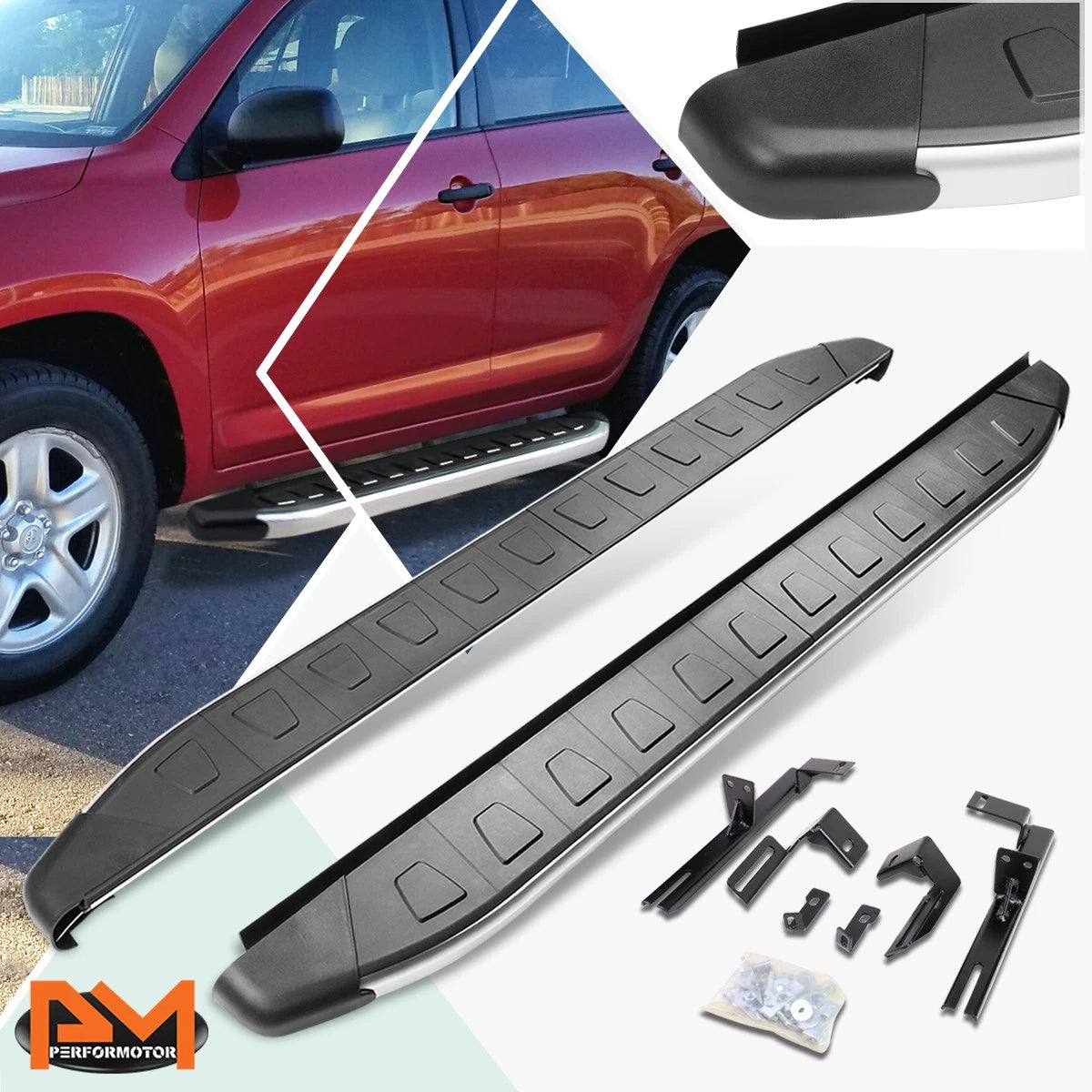 Set of 2 Side Step Nerf Bars for Toyota RAV4 (2006–2012) Matte Black