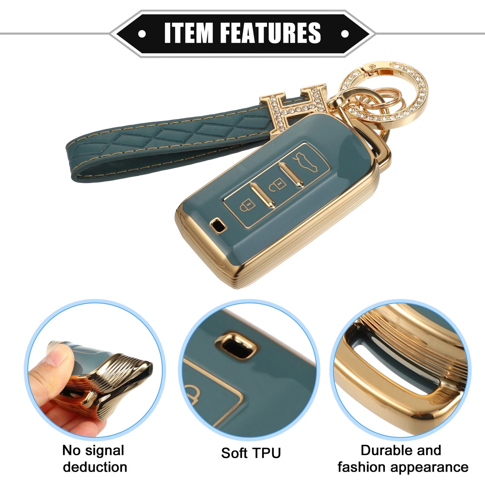 Remote Keyless Key Fob Cover Kit for Mitsubishi Outlander (2013–2021) TPU Blue