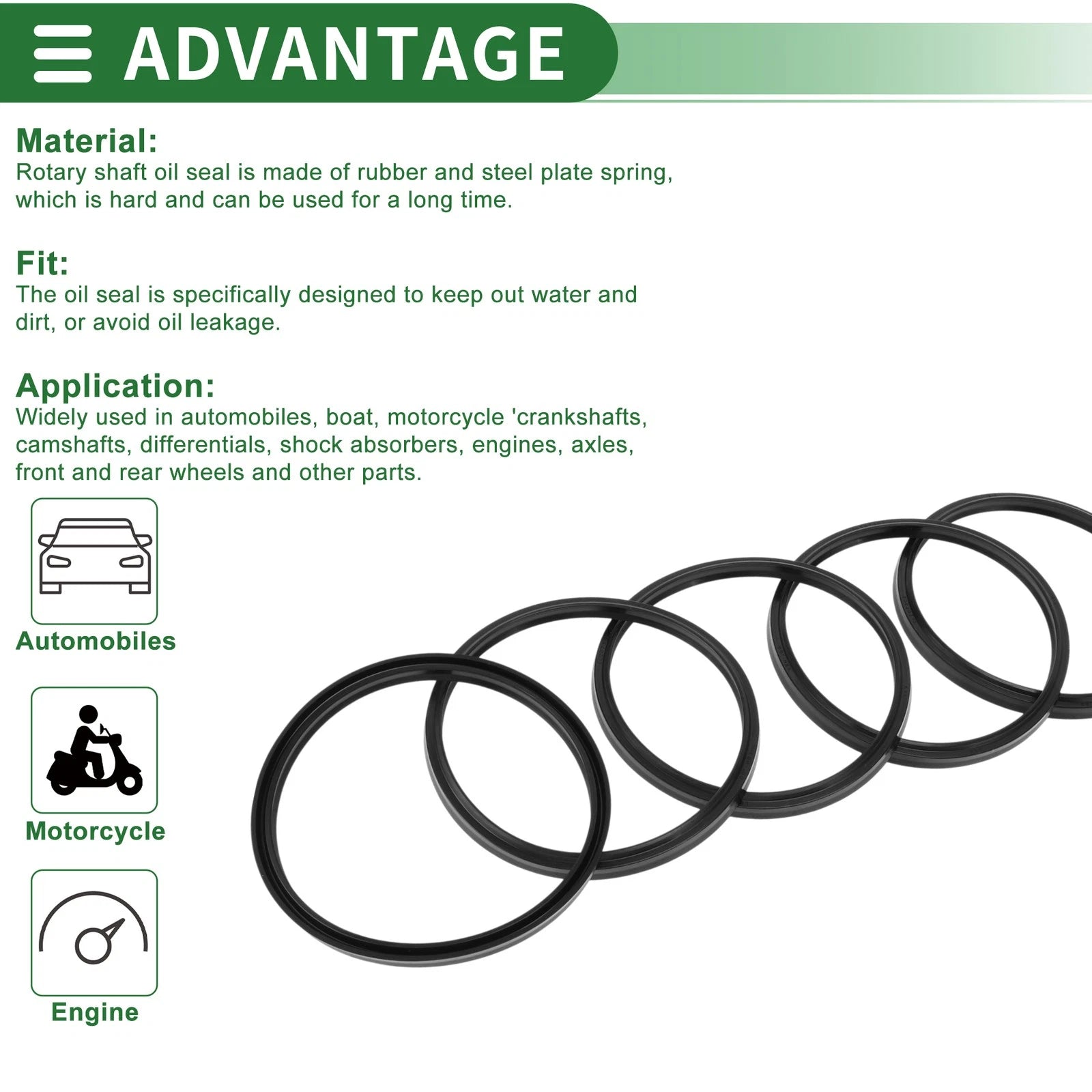 Set of 5 Oil Seal Rotary Shaft Seal NBR Rubber 100x110x6mm