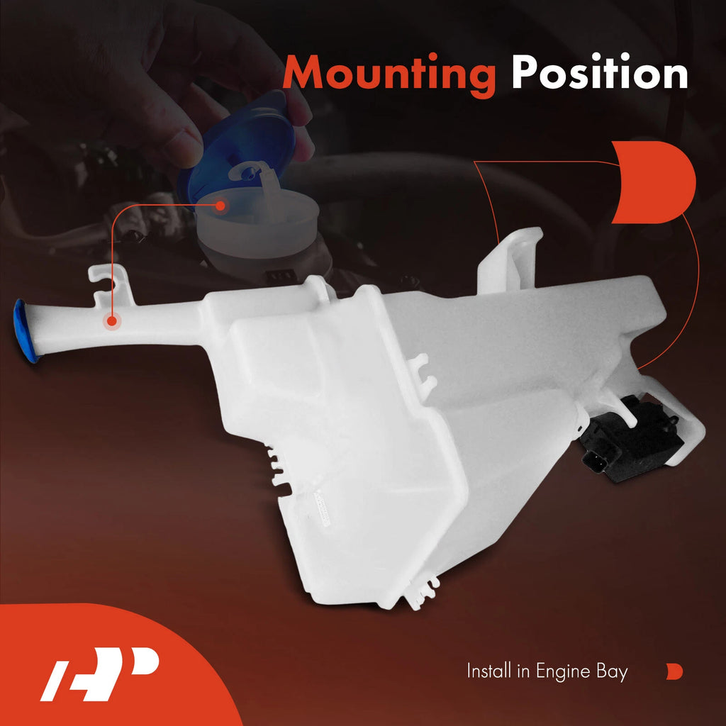 Windshield Washer Reservoir with Cap, Pump & Sensor for Kia Rio (2016-2017)