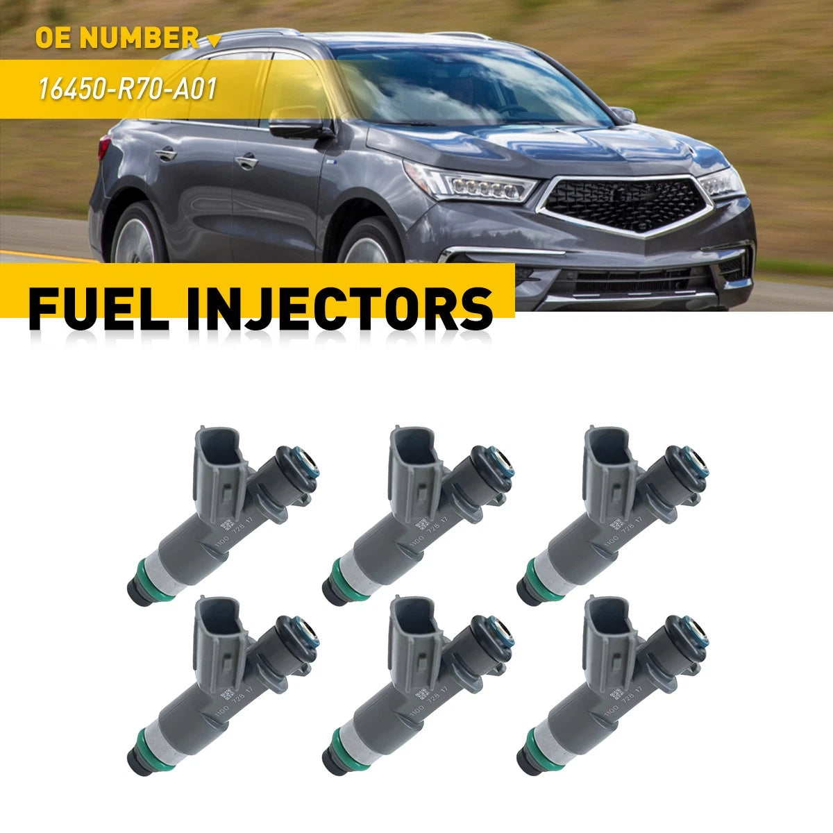 Fuel Injectors for Honda Accord (2008–2017) Acura RDX (2013–2018) 16450-R70-A01 EV