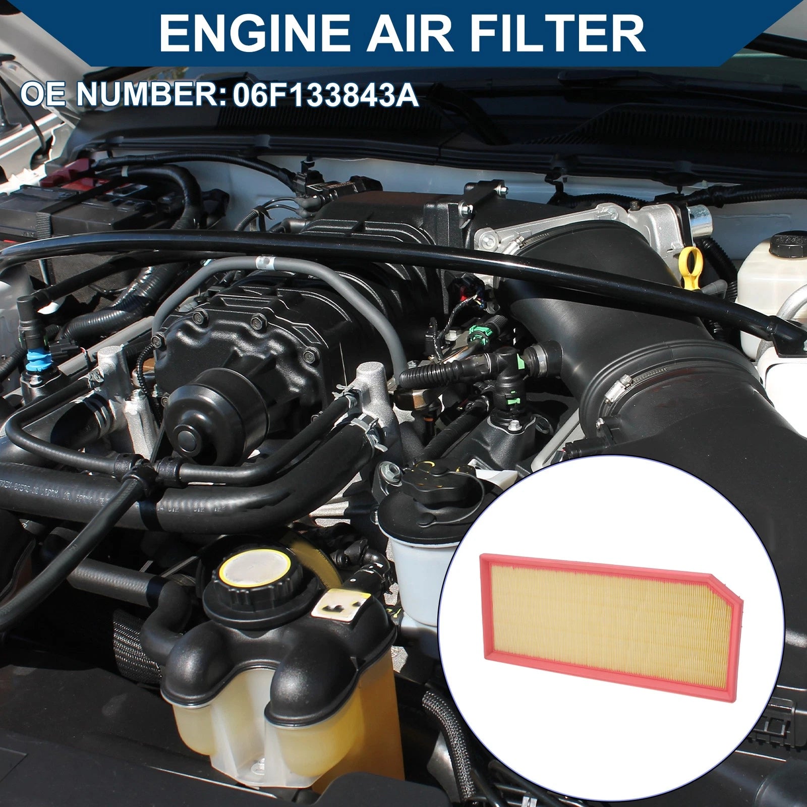 Engine Air Filter No. 06F133843A for Audi A3 2.0L L4 (2006–2008)