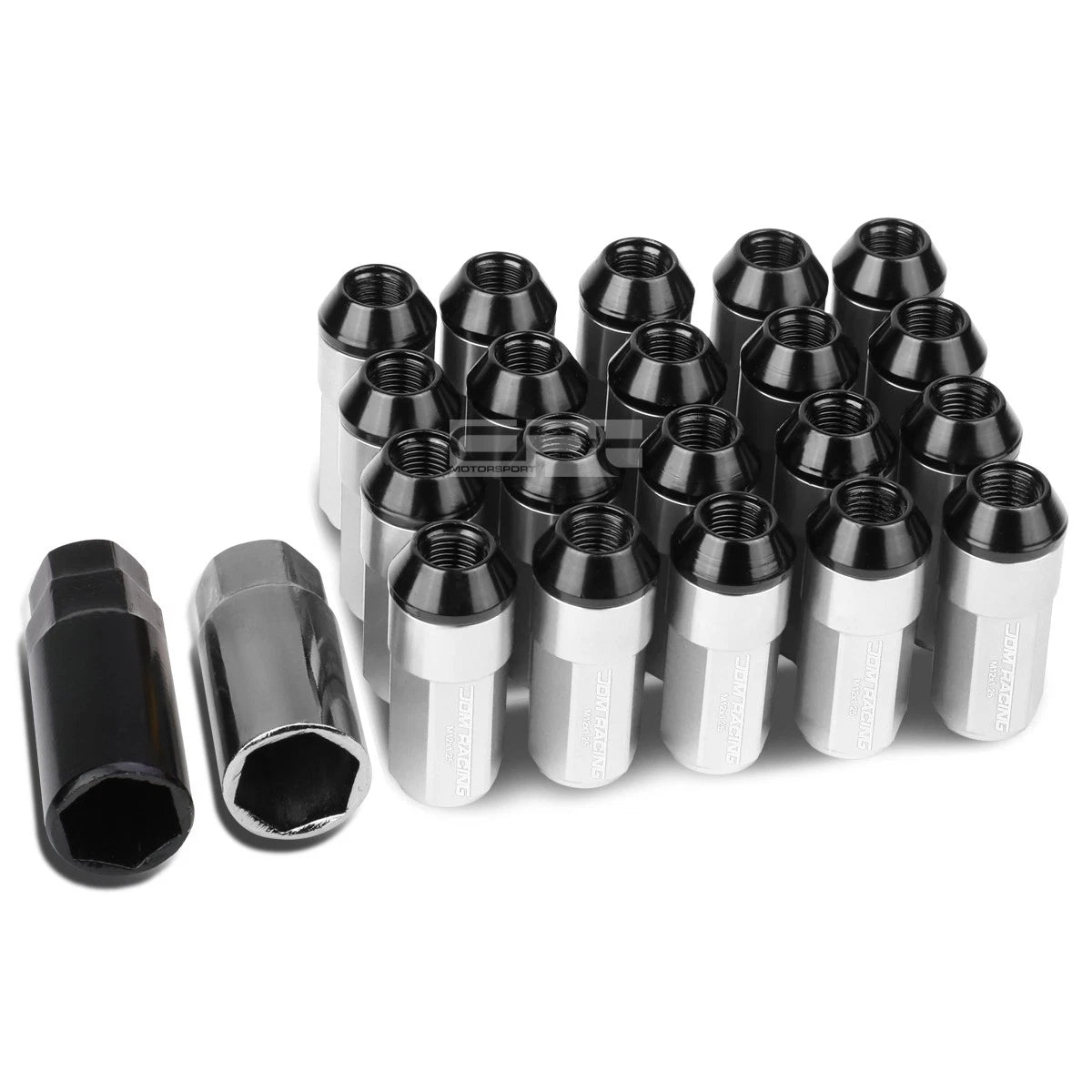 20x M12x1.25 53mm Tall Silver Aluminum Lug Nuts for JDM Vehicles