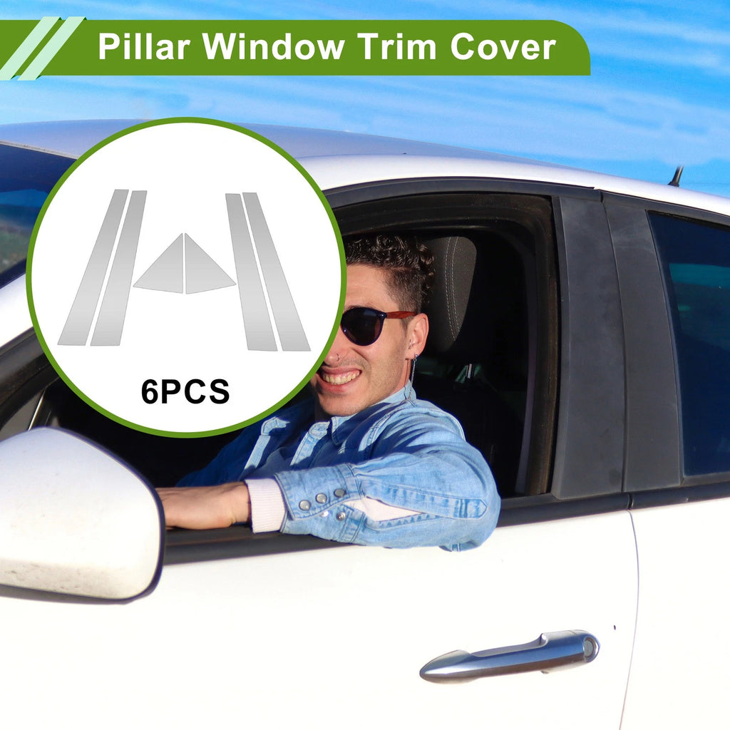 6 Pcs Pillar Window Trim for Chevrolet Optra (2004–2009) Silver Tone