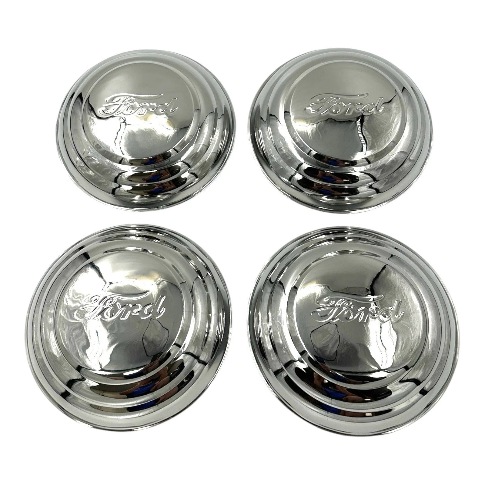 7.5 Inch Stainless Steel Hubcaps Kit with Ford Script for Aftermarket Rims