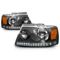 LED DRL Strip Headlight for Ford F150 (2004–2008) Black Housing Amber Corner