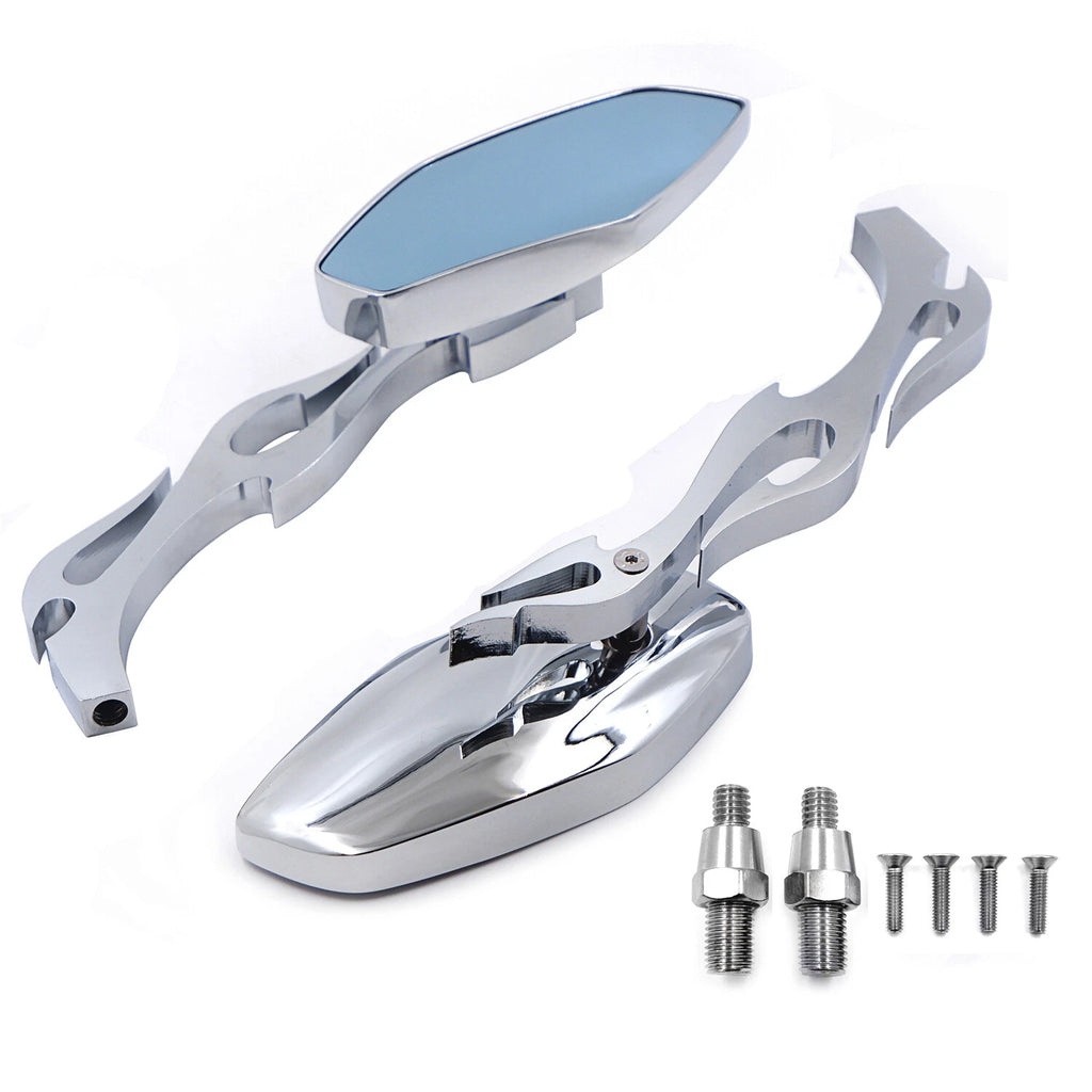 Diamond Flame Stem Mirrors for Yamaha Cruiser Roadliner/Road Star/V-Star (All Years)